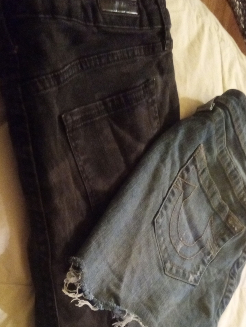 True Religion Blue Distressed Denim Cutoff Shorts (Plus 2nd Pair Free) - Picture 12 of 12